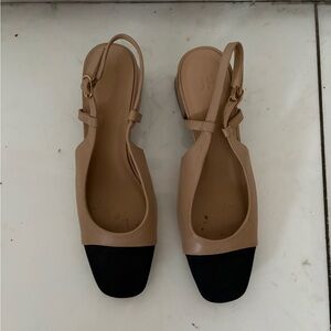 Grace Tan and Black Women's Slingback Flats
